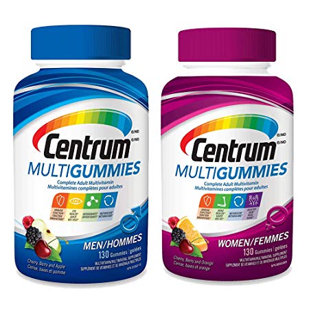 Centrum Men MultiGummies (130 Count) & Centrum Woman MultiGummies (130 Count) Multivitamin Multi-Pack (2 Pack, 260 Count)