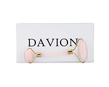 Genuine Rose Quartz Face Roller By Davion: Anti-Aging Facial Massage Beauty Tool | Double-Neck & Anti-Wrinkle Derma Roller | Face Massager | Reduces Wrinkles | Uprade over Jade Facial Roller