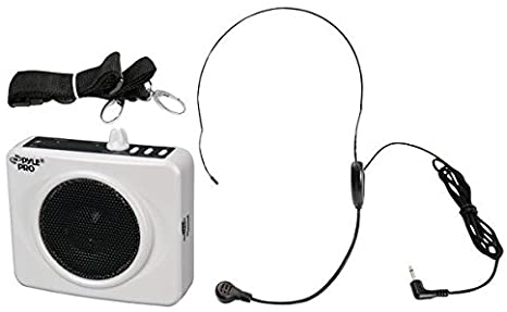 PYLE-PRO PWMA60UW 50 Watts Portable USB Waist-Band PA System with Headset Microphone, Rechargeable Batteries (Color White)