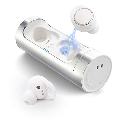 True Wireless Earbuds-ZFKJERS Wireless Bluetooth 5.0 Auto Pairing Headphones HiFi Noise Cancelling IPX7 Waterproof 20H Playtime Sports Earbuds with Charging Case (Silver)