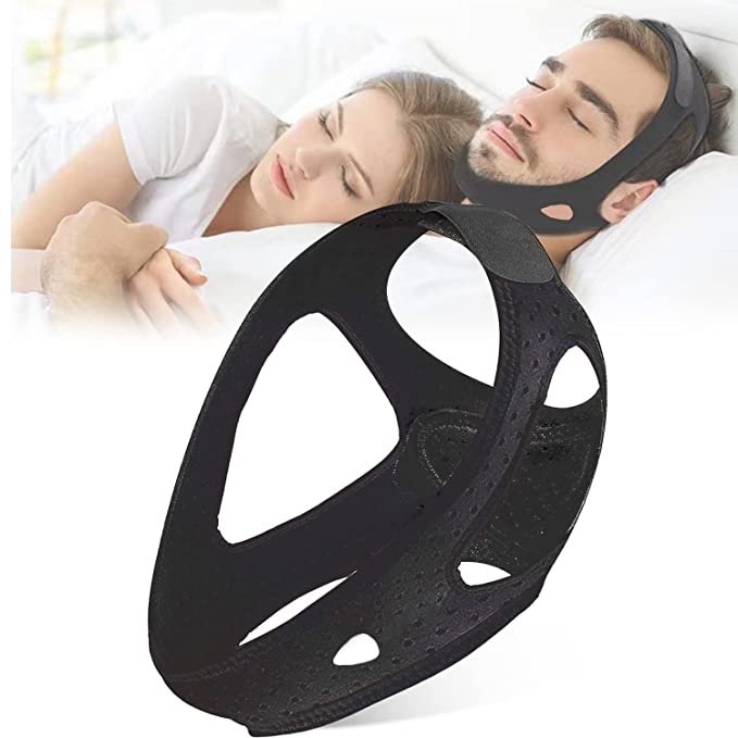 AN-TI Snoring chin strapp Stop Snoring Breathable and Adjustable Chln Strap for Mouth Breathers Devices for Men and Women(Black)