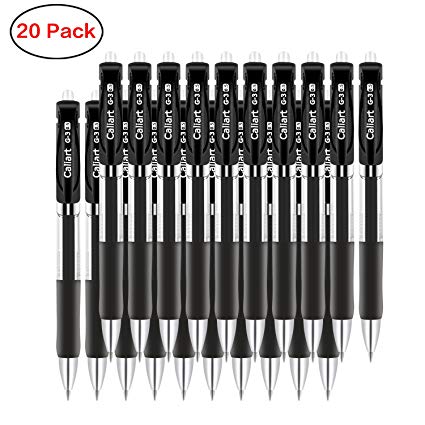 UPGRADED Black Gel Pens Gel Ink Ballpoint Pens Fine Point Pens Retractable Roller Ball Smooth Writing Pens for Office Supplies School Home Work, 0.5mm Fine Tip Pen, Comfort Grip (20-Pack)