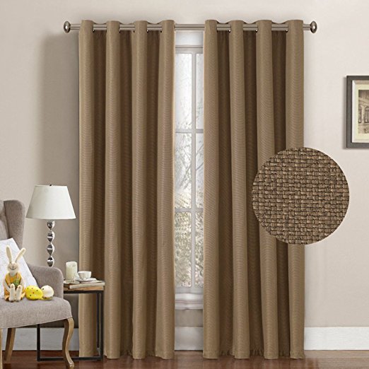 H.Versailtex Room Darkening Thermal Insulated Innovated Extra Long Patio Curtains,Grommet Linen Like Elegant Window Treatment Panels,52 by 108 Inch-Prairie Sand (1 Panel)