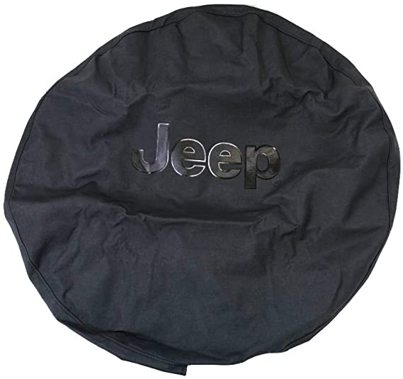 Mopar Jeep Wrangler Black Denim W/Logo Spare Tire Cover 32-33 Inch OEM
