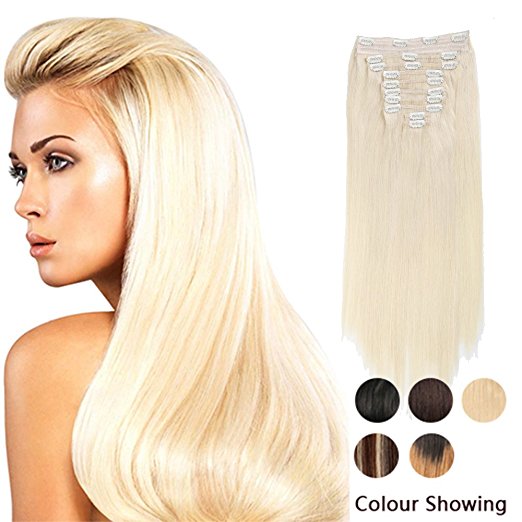 CLIP IN SETS 10PCS CLIP IN HUMAN HAIR EXTENSIONS BLONDE 613# REMY HUMAN HAIR STRAIGHT FOR FULL HEAD 16inch 200g Weight