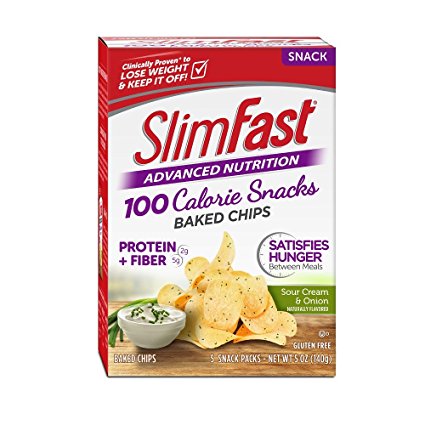 Slim Fast Advanced Nutrition 100 Calorie Snacks, Baked Crisps, Sour Cream & Onion, 5 Count