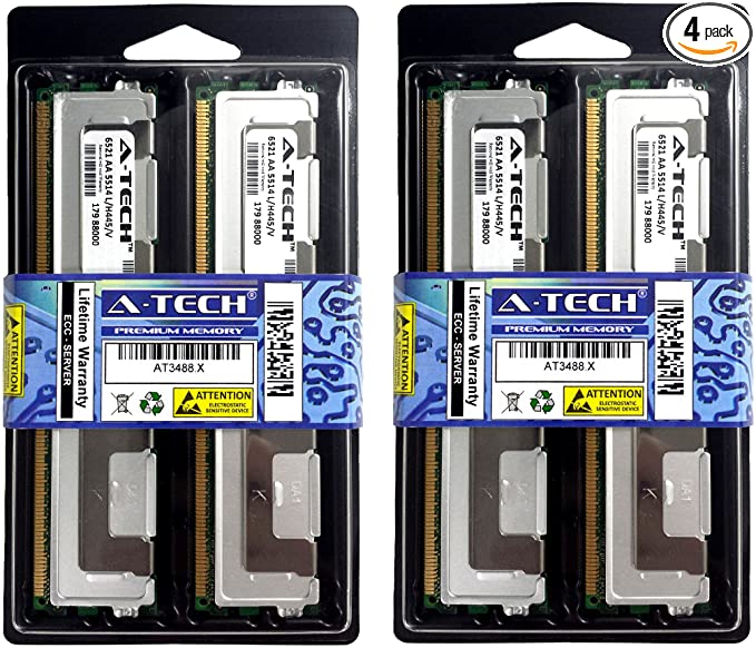 A-Tech 16GB Kit 4x4GB Server Memory Ram for DELL PowerEdge 1900 1950 1950 1955 2900 2950 M600 R900 SC1430 T110 PowerVault NF500 NF600 NX1950 Precision Workstation 690 690n R5400 R5400 T5400 T7400