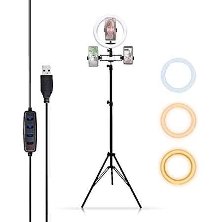 Kadence Xtreme Acoustics DIG-SEF LED Selfie Ring Light with Adjustable Tripod Stand (10 inches), 3 Mobile Phone Holders and 3 Lighting Modes (Warm, Soft and White) for Youtube, Tiktok, Instagram Recording.