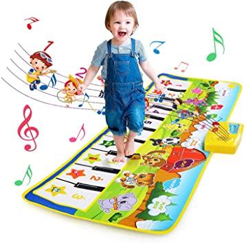 NEWSTYLE Kids Piano Mat, Music Dance Mat for Toddlers, Keyboard Touch Piano Playmat for Children, 8 Instruments Sound Baby Floor Mat Educational Musical Toys for Kids Boys and Girls (100 * 36 cm)