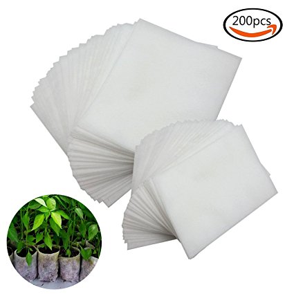 JPSOR 200Pcs Biodegradable Non-woven Nursery Bags Plant Grow Bags Fabric Seedling Pots