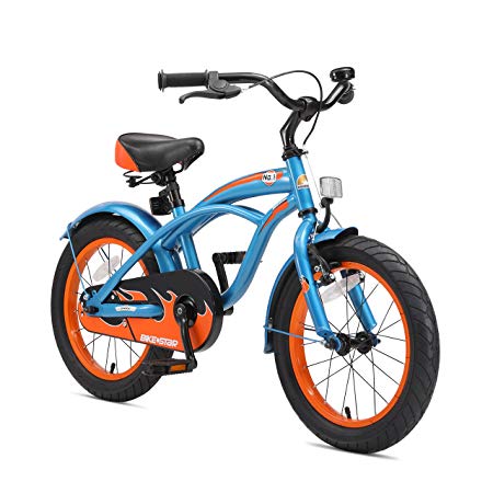 BIKESTAR Original Premium Safety Sport Kids Bike Bicycle with sidestand and Accessories for Age 4 Year Old Children | 16 Inch Cruiser Edition for Boys and Girls