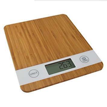 Smart Weigh KBS100 Bamboo Digital Kitchen Scale with Tare Feature
