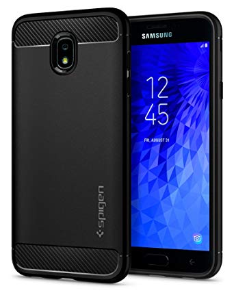 Spigen Rugged Armor Galaxy J7 Refine Case/Galaxy J7 2018 Case/Galaxy J7 Star Case with Flexible and Durable Shock Absorption with Carbon Fiber Design for Samsung Galaxy J7 (2018) - Black