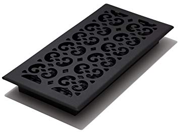 Decor Grates STH614 Scroll Text Floor Register, 6-Inch by 14-Inch, Black