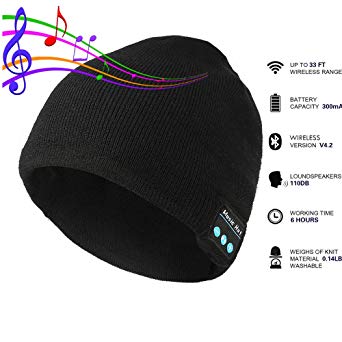 Pardecor Tech Speaker Beanie Hats with Headphones, Unique Winter Headset and Wireless Music Players Mic Cap for Hands Free Calling, Warmer Ear Winter Outdoor Sports for Men Women Teen