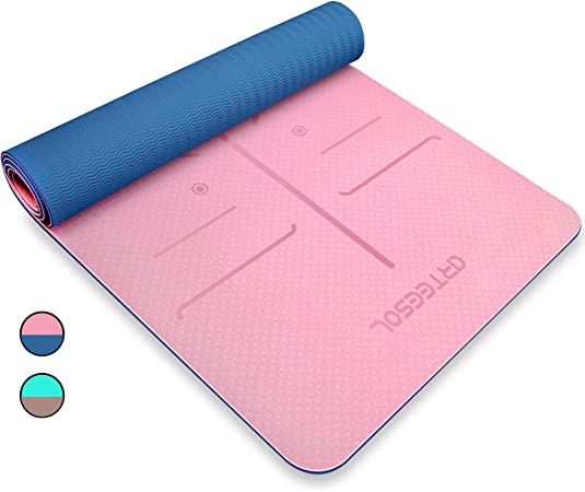 arteesol Yoga Mat, Eco-Friendly TPE Exercise Mats Non-Slip Pilates Mat with Carrying Strap for Yoga, Workout, Core Fitness and Floor Exercises, Men & Women(72''L x 24''W x 1/4 Inch Thick)