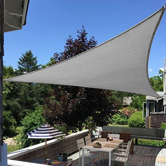 Artpuch 16'x16'x16' Triangle Sun Shade Sails Grey UV Block for Shelter Canopy Patio Garden Outdoor Facility and Activities