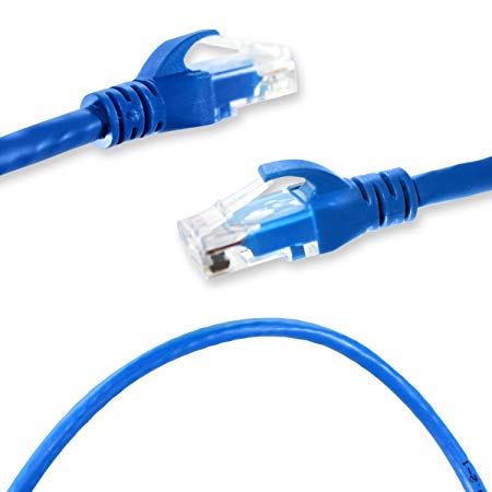 Dynacable Cat6 Snagless Ethernet Patch Cord Cable RJ45, 7 Feet / Blue – 100% Copper - Lifetime Performance Warranty
