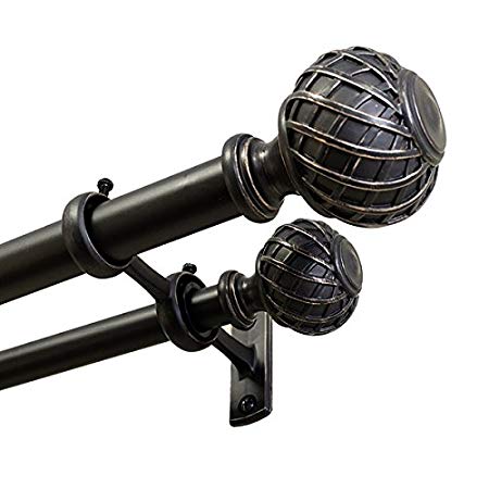 allen   roth 72-in to 144-in Dark Oil-Rubbed Bronze Steel Double Curtain Rod