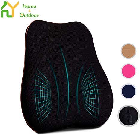 S.Y. Lumbar Support Slow Spring Back Foam Pillow- Ideal Ergonomic Backrest Pillow for Car Seat/Office Chair-100% Memory Foam Cushion,Orthopedic Designed for Back Pain Relief - Black