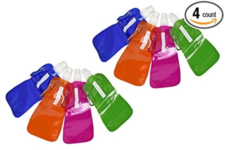 Water2Go Flexible Collapsible Foldable Reusable Water Bottles Set of 4