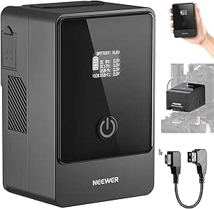 NEEWER PS099E Mini Batterie V Mount 6800mAh 99Wh 14,5V avec Câble D Tap/BP/65W PD Type C/USB A/Double DC/Écran OLED pour Caméra Caméscope, Compatible avec SmallRig BMPCC 4K 6K