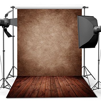 ANVOT Photography Backdrop, 5x7 ft Concrete Wall Wood Floor Backdrop For Studio Props Photo Backdrop