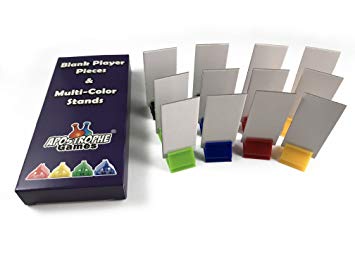 Apostrophe Games 12 Blank Board Game Stand Up Player Pieces with Multi-Color Card Stands