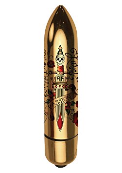 Rocks-Off RO-80MM Deadly Passion Tattoo Bullet, 3-Inch Length, Gold
