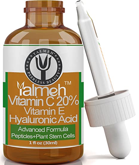 YALMEH Vitamin C Serum For Your Face With Vitamin E & Hyaluronic Acid, Organic Vitamin C + Amino, Undiluted, No Fillers, 100% Vegan