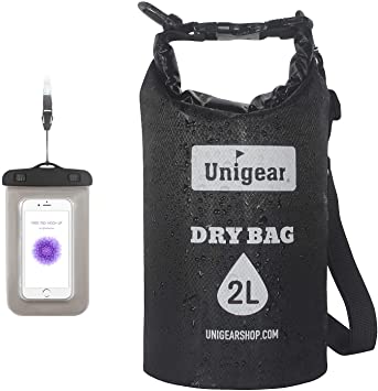 Unigear Waterproof Dry Bag, Roll Top Lightweight Floating Dry Sack for Kayaking, Boating, Fishing, Camping and Hiking with Waterproof Phone Case