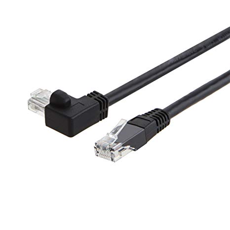 CableCreation CAT6 Ethernet Patch Cable with 50U”Gold Plated Contact, 3.3 Feet, Right Angled - Black