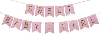 Baby Shower Decorations for Girl - Pastel Pink "Sweet Baby Girl" Banner - Gender Reveal - Baby Announcement