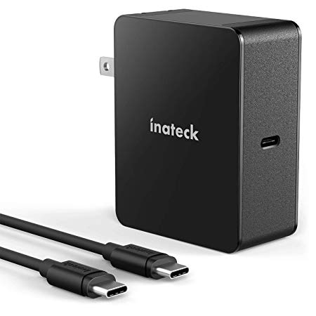 Inateck 60W USB C Wall Charger PD Charger with Travel Foldable Plug for MacBook 2015/2016, Pro 13"/15", iPad Pro, Chromebook Pixel, iPhone X/8/8 Plus, Nintendo Switch(UCC1004-BK)