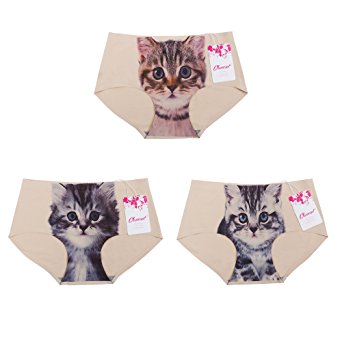 Closecret Women's Seamless 3D Cats Printing Panties