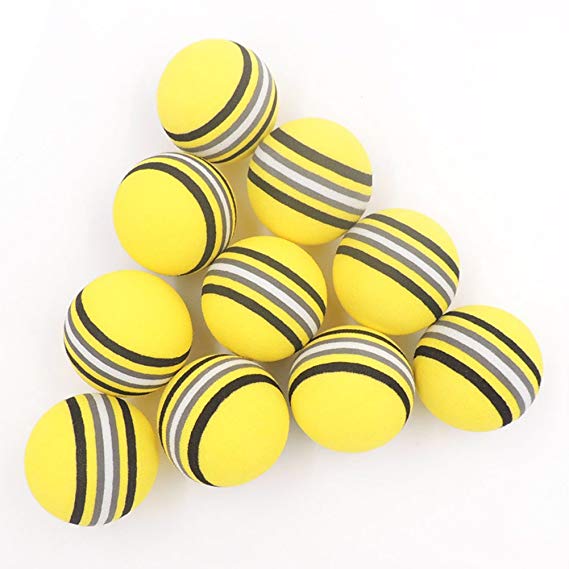 C-Pioneer 10 Pack Yellow PU Foam Golf Practice Balls Elastic Sponge Indoor Practice Training Balls