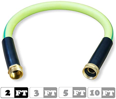 Atlantic Premium Hybrid Heavy Duty Short Garden Hose 5/8 inch 2 feet Brass Fittings Light Weight and Coils Easily, Kink Resistant (2 FT)