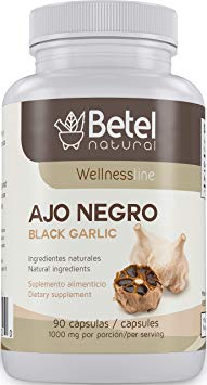 AJO Negro/Black Garlic Capsules by Betel Natural - Potent Superfood High in Antioxidants - 1000 mg per Serving