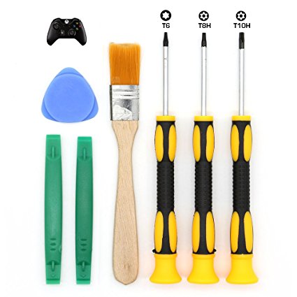 E-Durable T8 T6 T10 Screwdriver Set for Xbox One Xbox 360 Controller and PS3 PS4, Safe Prying Tool and Cleaning Brush