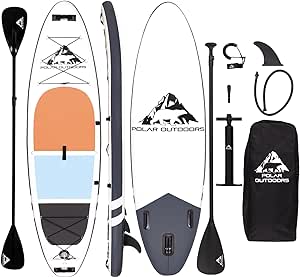 Polar Outdoors by Roc Inflatable Stand Up Paddle Board with Premium SUP Paddle Board Accessories, Wide Stable Design, Non-Slip Comfort Deck for Youth & Adults.