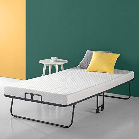 Zinus Roll Away Smart Guest Bed Frame with 4 Inch Comfort Foam Mattress, Twin