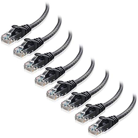 Cable Matters 8-Pack Snagless Cat5e Ethernet Cable (Cat5e Cable / Cat 5e Cable) in Black 1 Foot