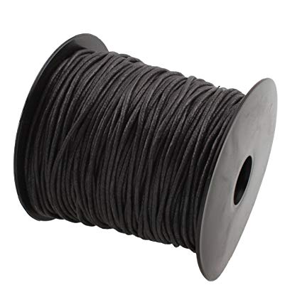 2mm 100Yards Waxed Thread Cotton Cord Plastic Spool String Strap Necklace Rope Bead For Necklace Bracelet DIY Making (Black)