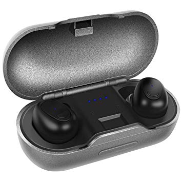 True Wireless Bluetooth Earbuds In Ear Wireless Earphone IPX5 Waterproof Bluetooth 5.0 Stereo Hi-Fi Sound Headphone with 480mAh Charging box (Silver)