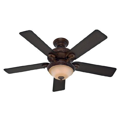 Hunter Fan Company 53029 Vernazza 52-Inch Ceiling Fan with Five Aged BarnwoodRustic Lodge Blades and Light Kit Brushed Cocoa