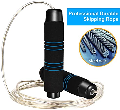 Rantizon Skipping Rope,[Upgraded Design] Tangle-Free Adjustable Jump Rope with Foam Handles, Weighted Skipping Rope for Crossfit, Exercise, Workout