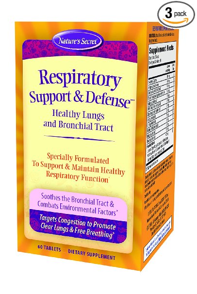 Nature's Secret Respiratory Support & Defense, 60-Count Bottles (Pack of 3)
