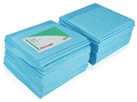REMEDIES Disposable Underpad 150 Count Soft Fluff Fill (3 Packs of 50), 23" X 36", 45g