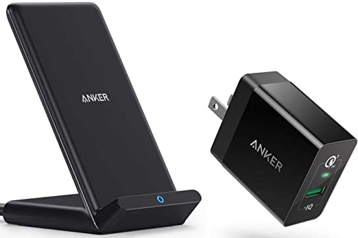 Anker PowerWave Stand with Adapter Bundle, Upgraded 10W Max Wireless Charging Stand, 18W Quick Charge 3.0 Wall Charger