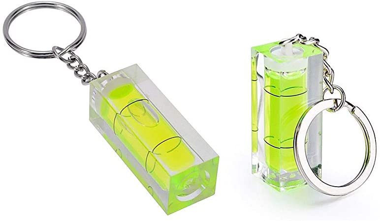 2PCS Mini Bubble Level Acrylic Green Spirit Levels Key Ring Style 15x15x40mm Key Chain Pocket Tool Accessories Gadget Measuring Instruments Small Levels Layout Tools